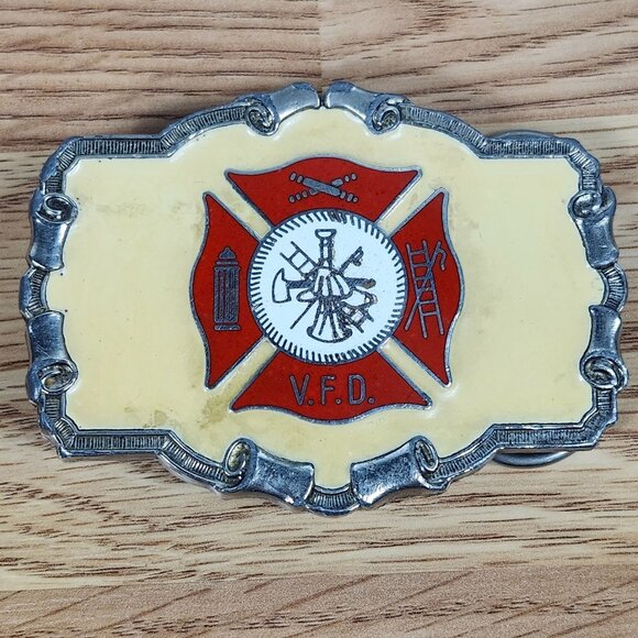Firefighter Service V.F.D. Limited Edition Belt Buckle By Just Brass Inc. - Picture 1 of 9